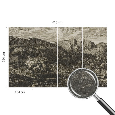 3D fototapet med motiv av en bergsresa