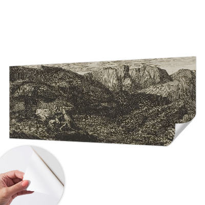 3D fototapet med motiv av en bergsresa
