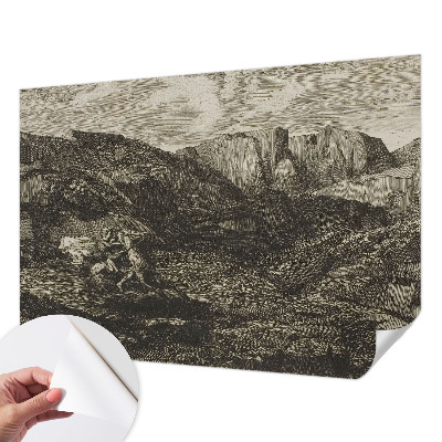3D fototapet med motiv av en bergsresa