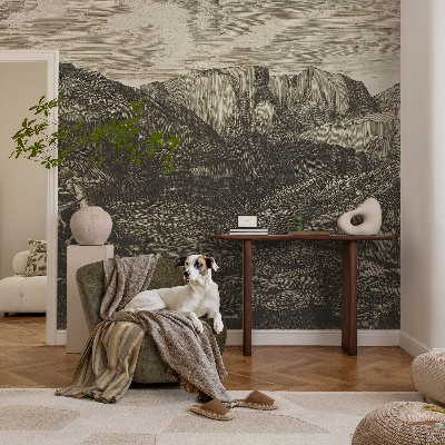 3D fototapet med motiv av en bergsresa