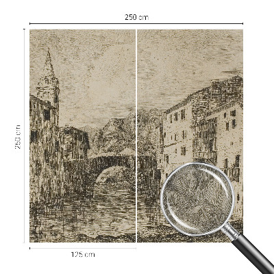 Fototapet barn med stadspanorama