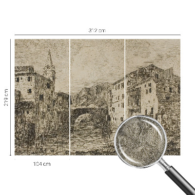 Fototapet barn med stadspanorama