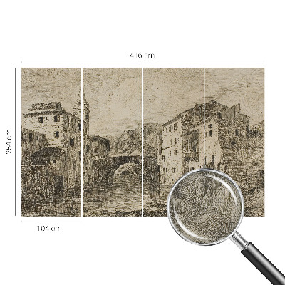 Fototapet barn med stadspanorama
