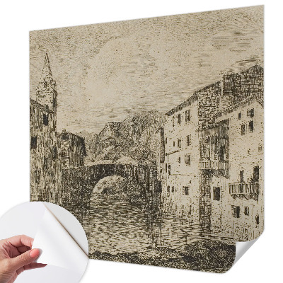 Fototapet barn med stadspanorama