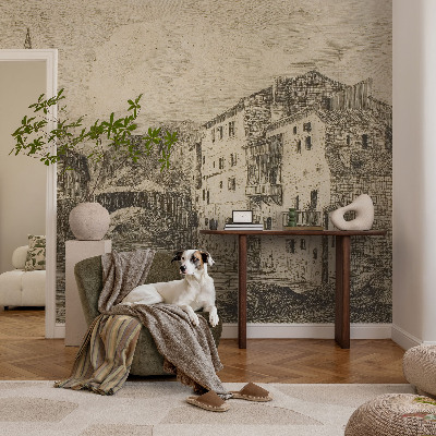 Fototapet barn med stadspanorama