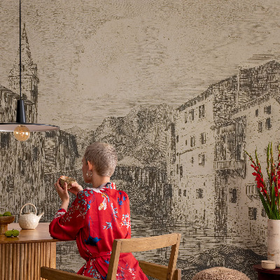 Fototapet barn med stadspanorama