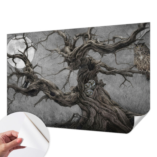 3D fototapet med motiv av en mystisk uggla