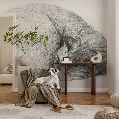 Fototapet för barn med motiv av en kurad katt