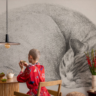 Fototapet för barn med motiv av en kurad katt