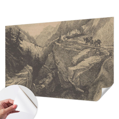 3D fototapet med motiv av pittoreska berg