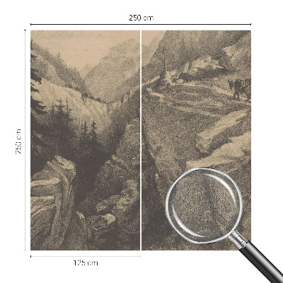 3D fototapet med motiv av pittoreska berg