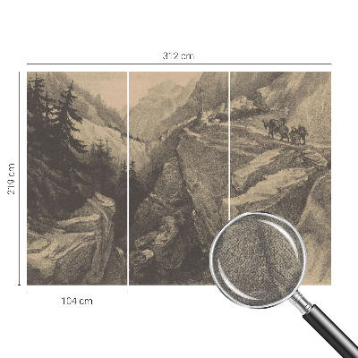 3D fototapet med motiv av pittoreska berg