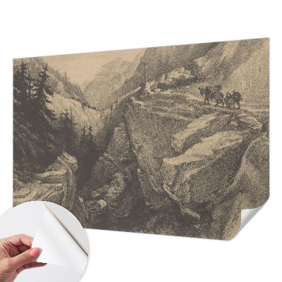 3D fototapet med motiv av pittoreska berg