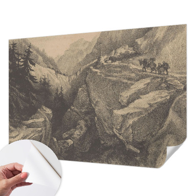 3D fototapet med motiv av pittoreska berg