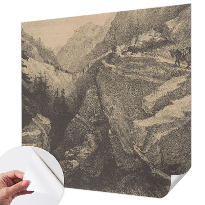 3D fototapet med motiv av pittoreska berg