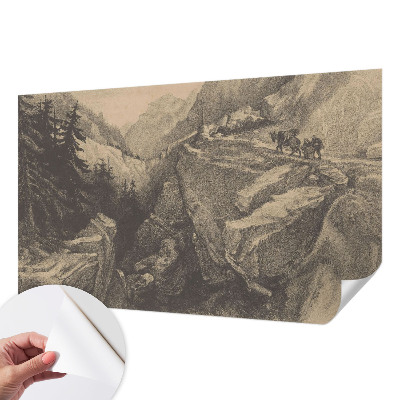 3D fototapet med motiv av pittoreska berg