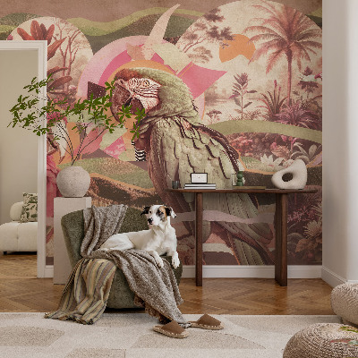 Självhäftande fototapet med motiv av tropiska fåglar