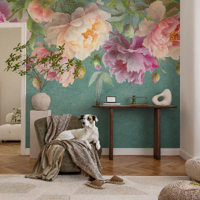 Fototapet för barn med ett blommönster som ger ett mjukt och lekfullt uttryck
