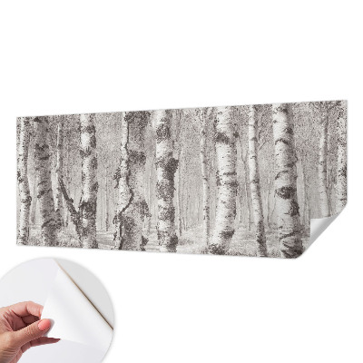 3D fototapet med motiv av en björkskog
