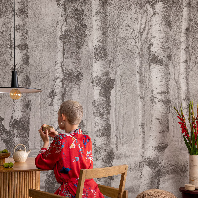 3D fototapet Björkskog