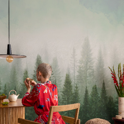 Peel and stick fototapet med motiv av en varg i skogen
