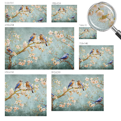 3D fototapet Vårfåglar