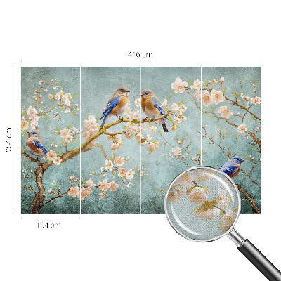 3D fototapet Vårfåglar