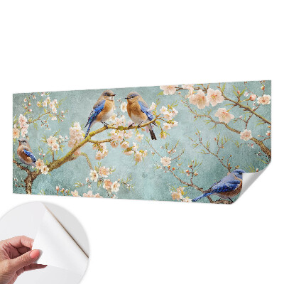 3D fototapet med motiv av vårfåglar