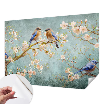 3D fototapet Vårfåglar