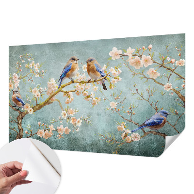 3D fototapet Vårfåglar