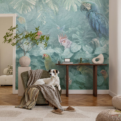 Fototapet för barn med motiv av exotiska fåglar