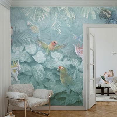 Fototapet för barn med motiv av exotiska fåglar