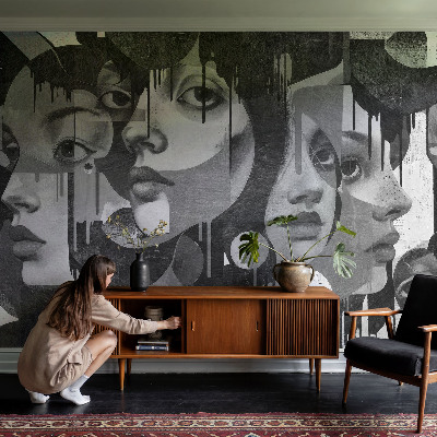 Självhäftande fotovägg Kvinnors ansikten