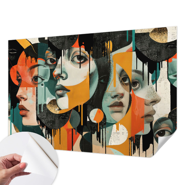 Peel and stick fototapet Färgglada ansikten