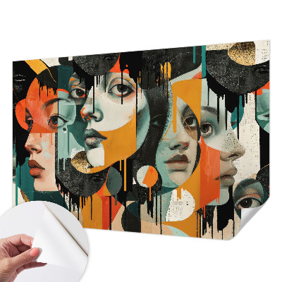 Peel and stick fototapet Färgglada ansikten