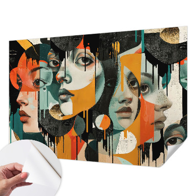 Peel and stick fototapet Färgglada ansikten