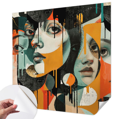 Peel and stick fototapet Färgglada ansikten