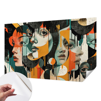 Peel and stick fototapet Färgglada ansikten