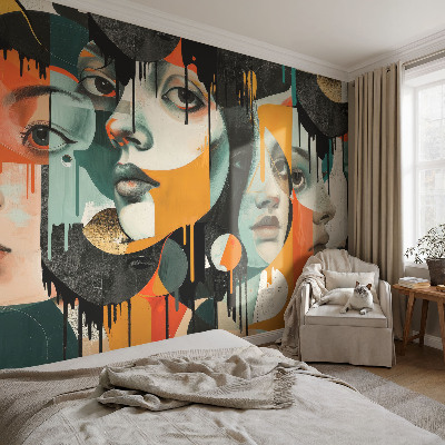 Peel and stick fototapet Färgglada ansikten