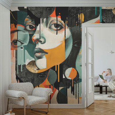 Peel and stick fototapet Färgglada ansikten