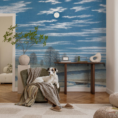 Självhäftande fototapet med motiv av ett vinterlandskap