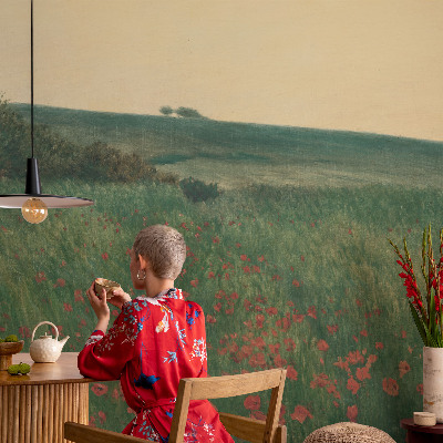 Självhäftande fotovägg Vallmofält