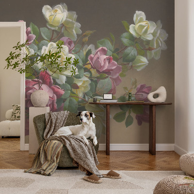 Fototapet barnrum med blommönster som ger en elegant känsla