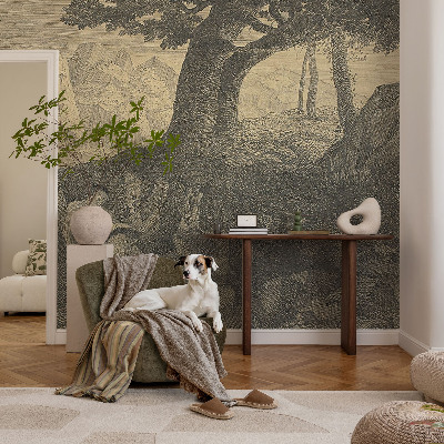 Självhäftande fototapet med motiv av en läsande karaktär