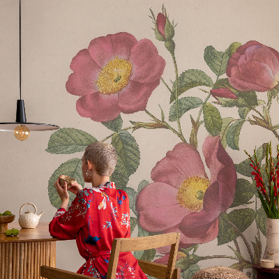 Självhäftande fotovägg med rosor som motiv