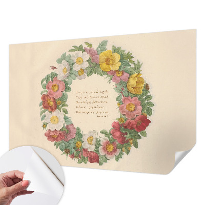 3D fototapet med blommig kransdesign