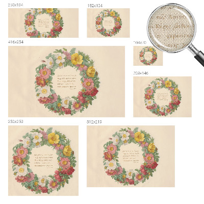 3D fototapet med blommig kransdesign