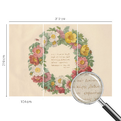3D fototapet med blommig kransdesign