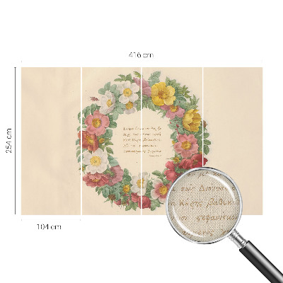 3D fototapet med blommig kransdesign
