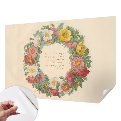3D fototapet med blommig kransdesign
